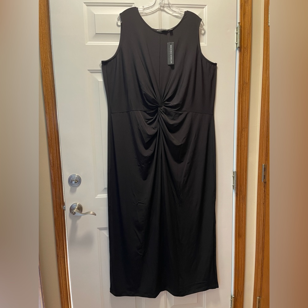 NEW Brook Shields Dress Womens Timeless Size 2XL Black Long Stretch Poly Blend